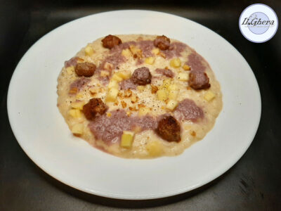 Risotto Radicchio, Noci, Salsiccia e Mele