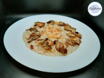Risotto gamberetti e carciofi