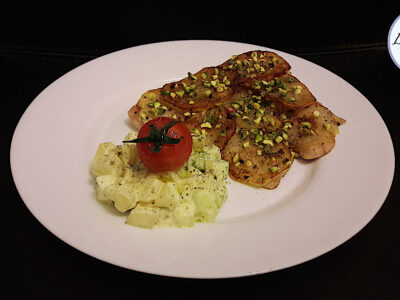 Ricetta di pesce: Persico in crosta di patate e pistacchi